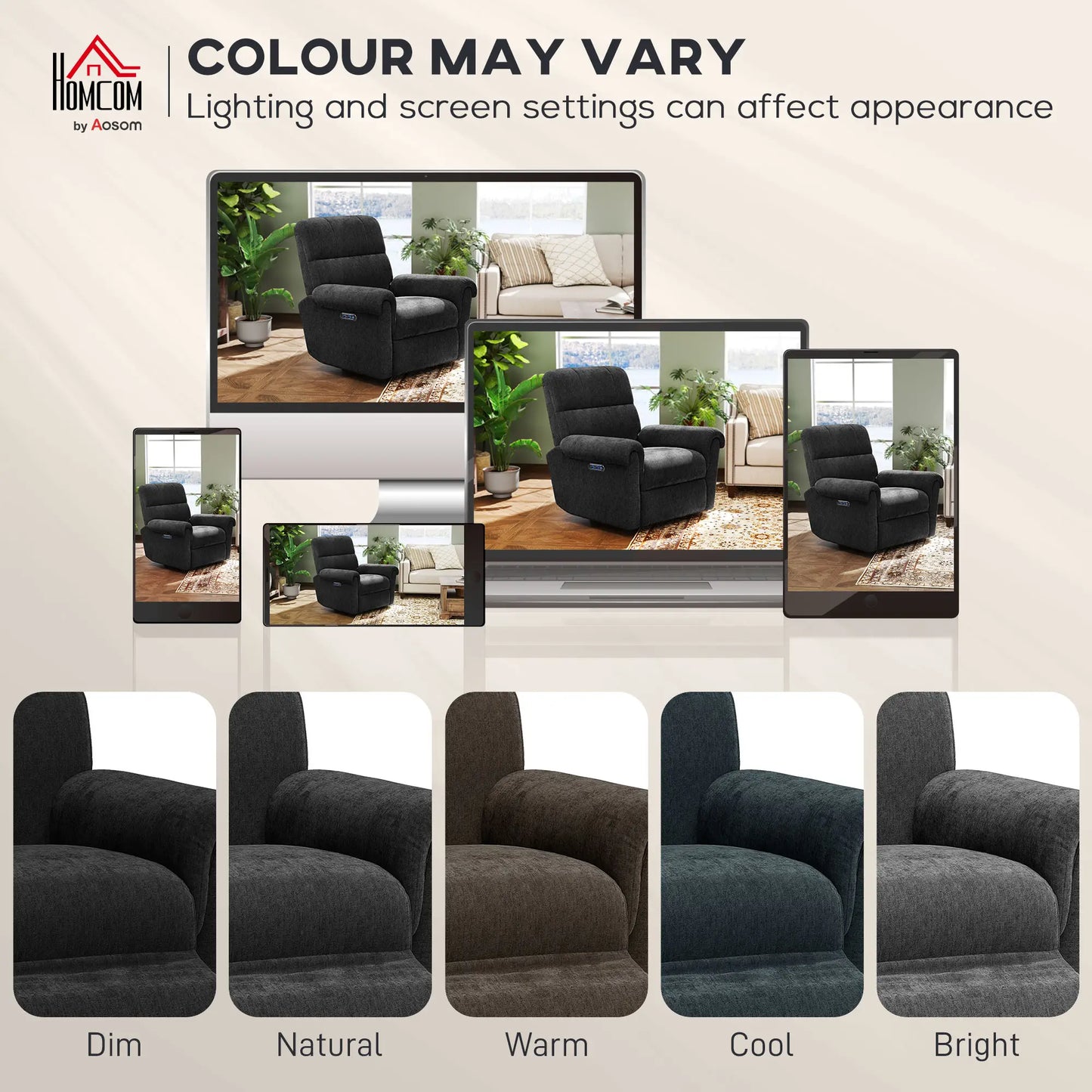 Power Recliner Chair, Fabric Upholstered, USB Ports, Swivel Rocking, Footrest, Black Single Sofas at Gallery Canada