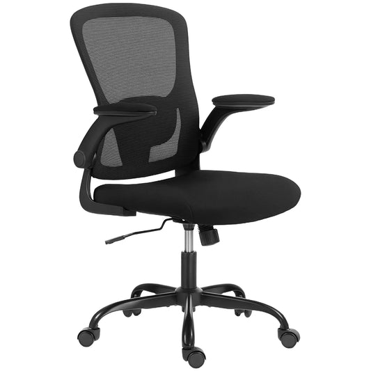 Ergonomic Mesh Office Chair, 4D Lumbar Support, Flip-Up Armrests, Tilt, Black Task Chairs Black at Gallery Canada