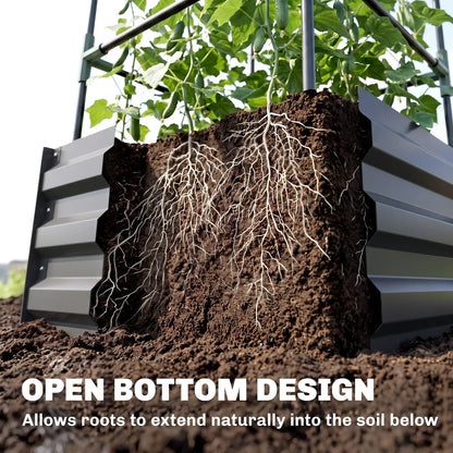 Galvanized Planter Box, Raised Garden Bed with Trellis, Grey Galvanized Planter Boxes at Gallery Canada