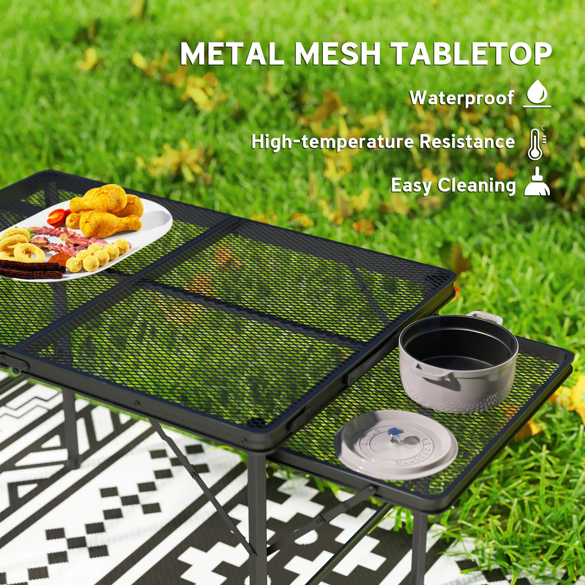 4.5ft Folding Grill Table, Adjustable Height, Metal Portable Picnic Table Picnic Tables & Camping Chairs at Gallery Canada