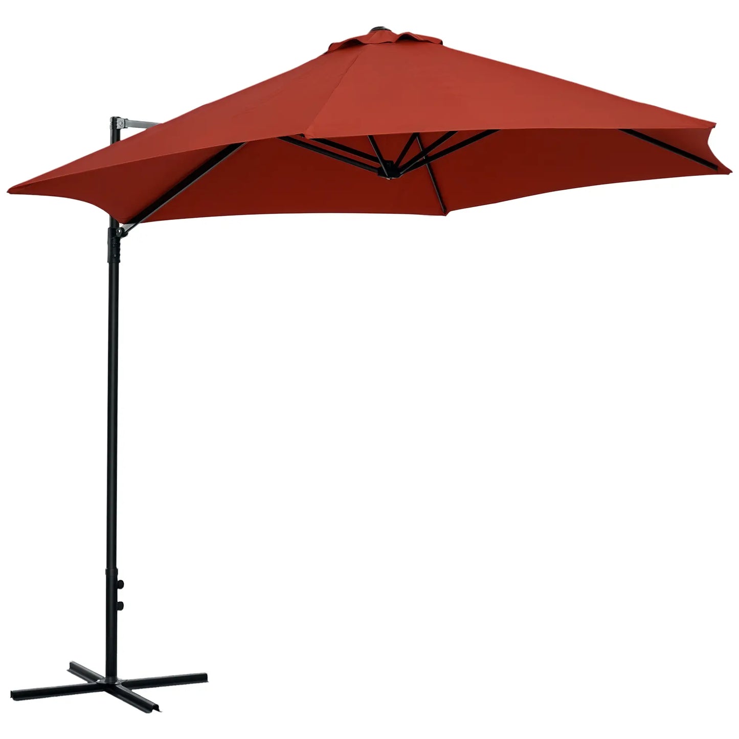 8.5FT Offset Patio Umbrella, 360° Rotation, Wine Red Cantilever Umbrellas Wine Red at Gallery Canada