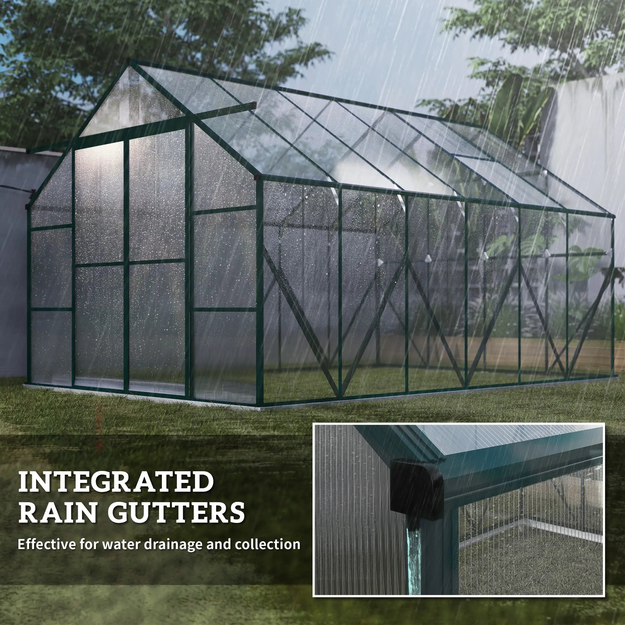 Aluminum Greenhouse Polycarbonate, 8 X 12 Ft, Green Walk In Greenhouses at Gallery Canada