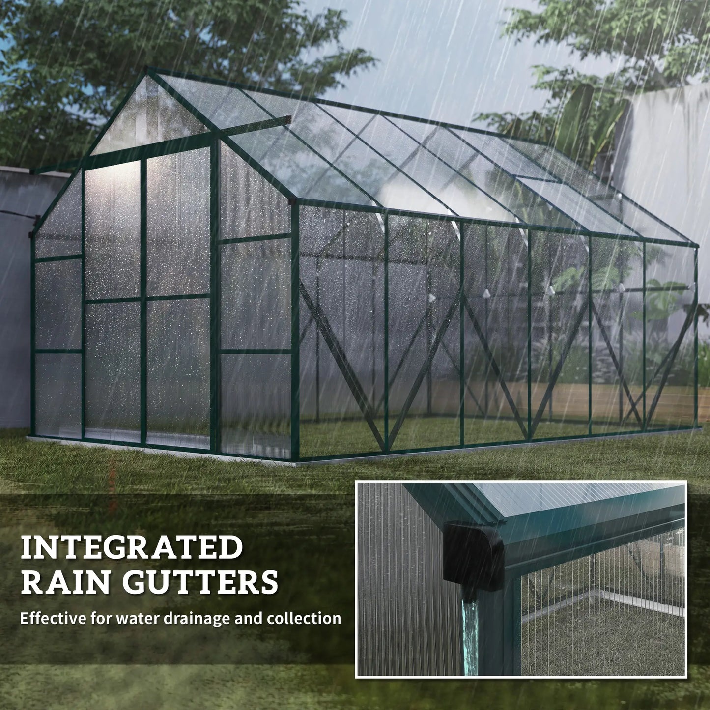 Aluminum Greenhouse Polycarbonate, 8 X 12 Ft, Green Walk In Greenhouses at Gallery Canada
