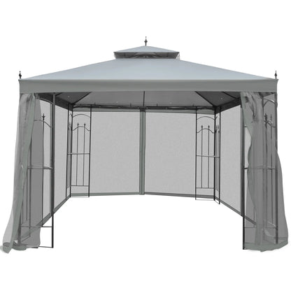 10' x 10' Steel Outdoor Gazebo, Removable Mesh Curtains, Grey Gazebos at Gallery Canada