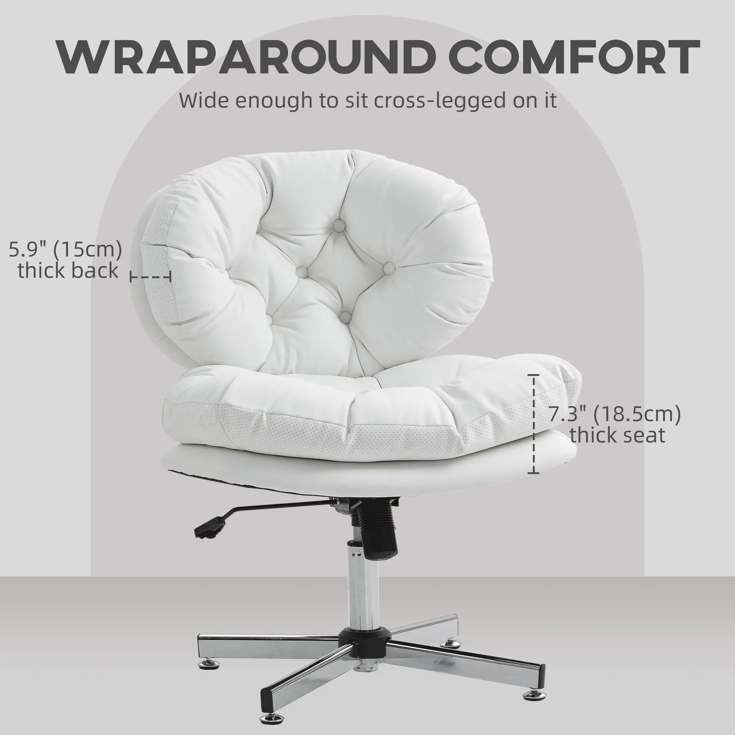Armless Office Chair, Wide Padded Seat, Adjustable Height, White Task Chairs at Gallery Canada