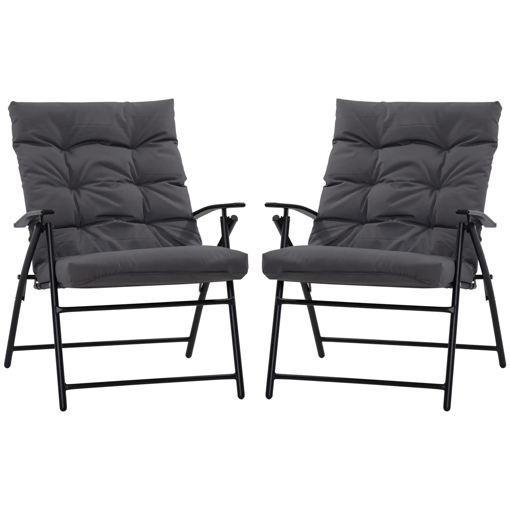 Outdoor Folding Chairs, Adjustable Backrest, Padded, Set of 2, Grey Patio Chairs at Gallery Canada