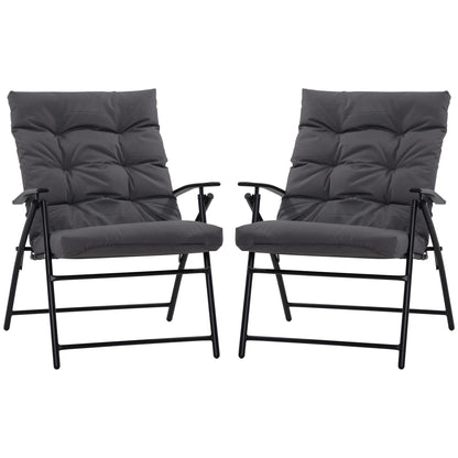 Outdoor Folding Chairs, Adjustable Backrest, Padded, Set of 2, Grey Patio Chairs at Gallery Canada