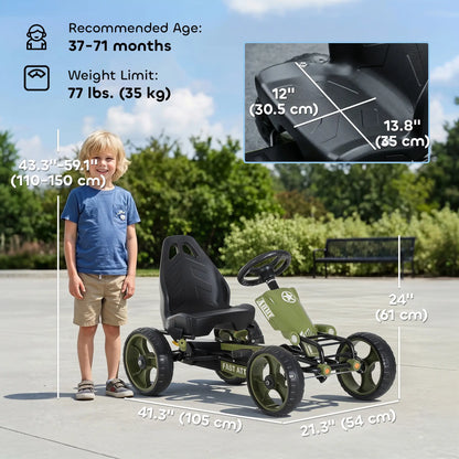 Adjustable Seat Pedal Go Kart, EVA Tyres, Safety Handbrake, Ages 3-6, Green Pedal Go Karts for Kids at Gallery Canada