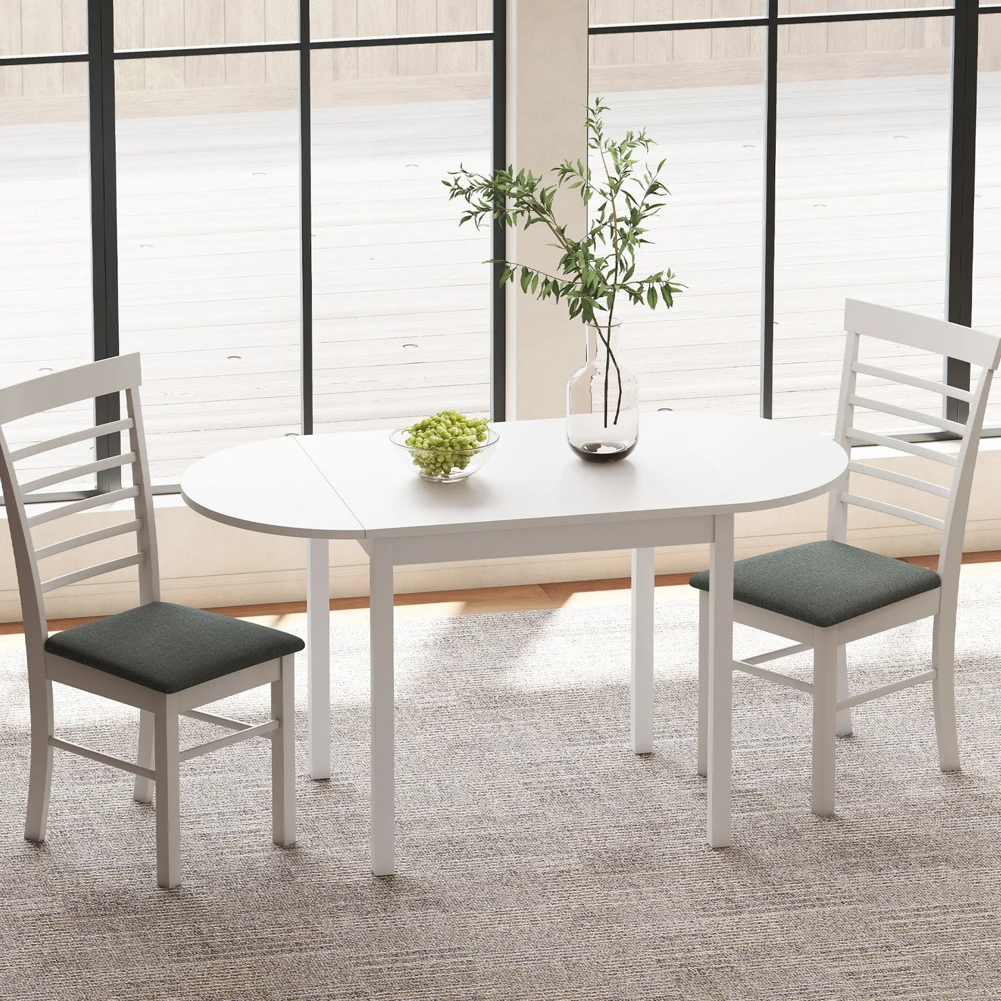 Solid Wood Kitchen Table, Drop Leaf, Folding Dining Table, White Dining Tables at Gallery Canada
