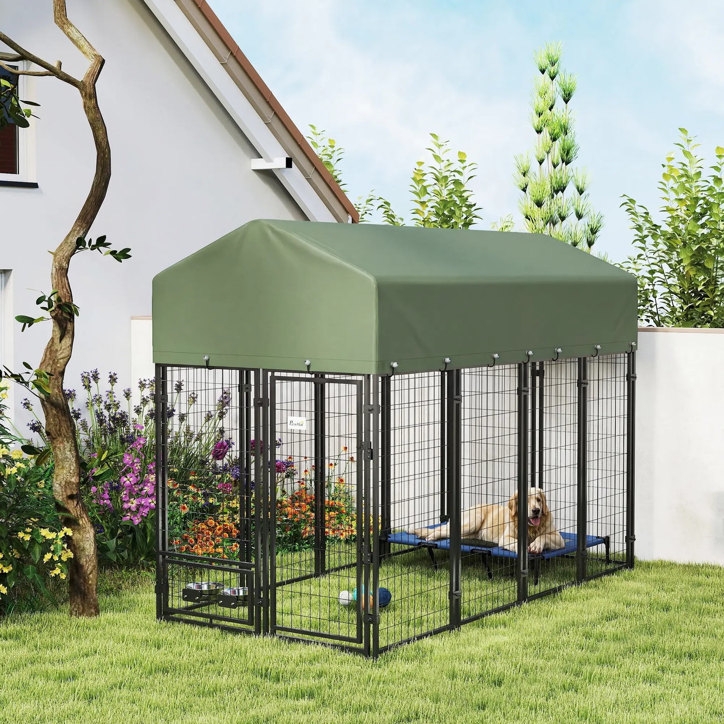 8' x 4' x 6' Outdoor Dog Kennel, Waterproof UV Resistant Cover, Green Dog Kennels at Gallery Canada