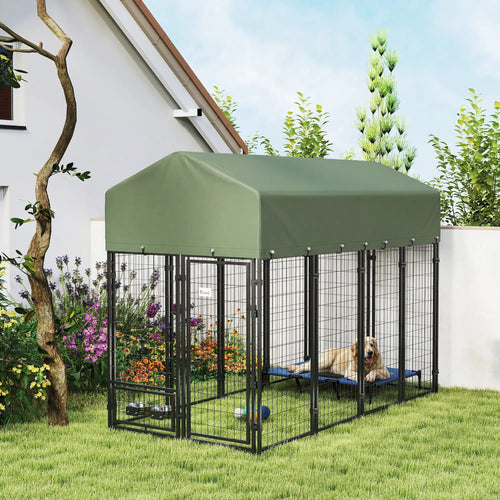 8' x 4' x 6' Outdoor Dog Kennel, Waterproof UV Resistant Cover, Green