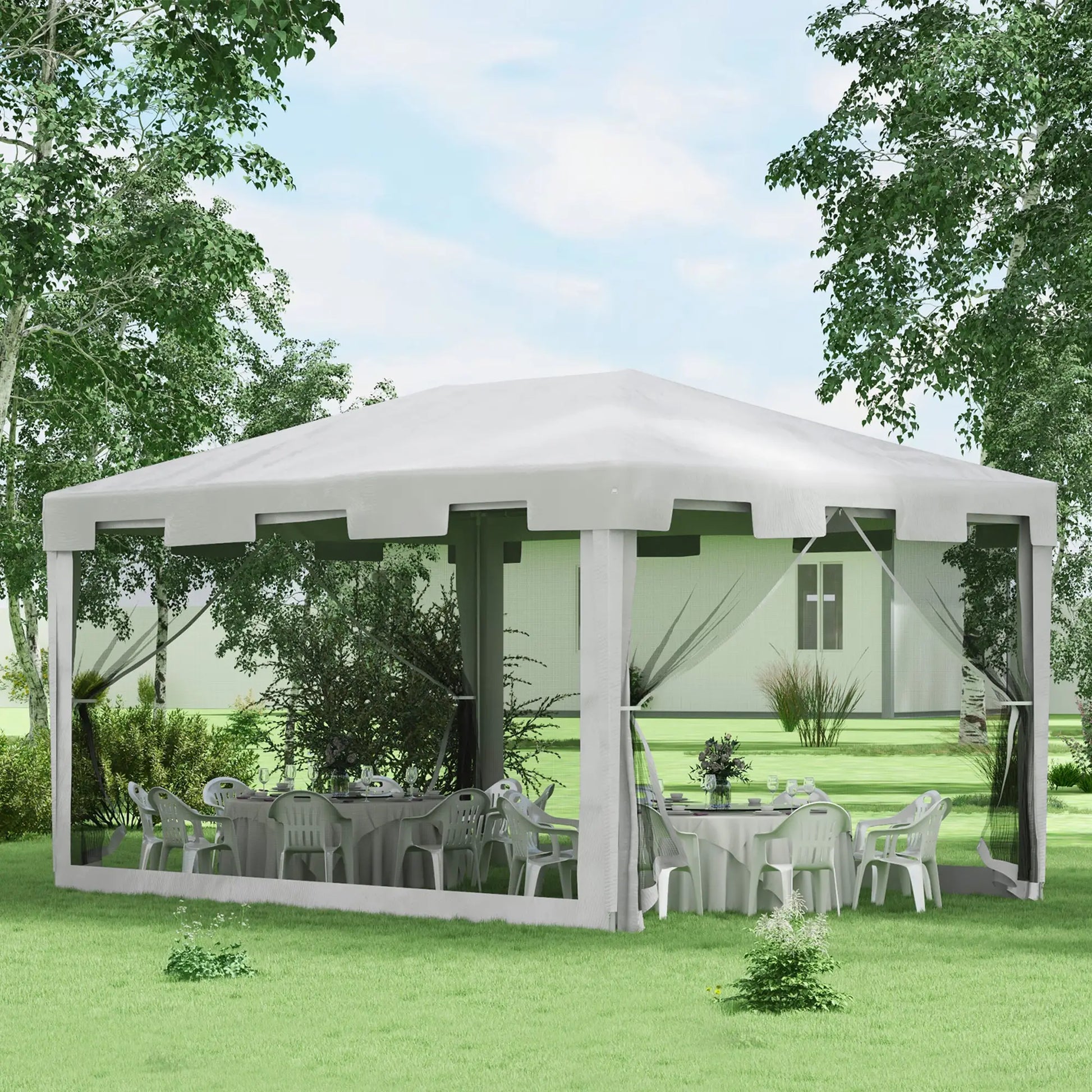 10x13ft Gazebo Tent, Outdoor Canopy, Garden Sun Shade, Mesh Sidewalls, White Canopy Tents at Gallery Canada
