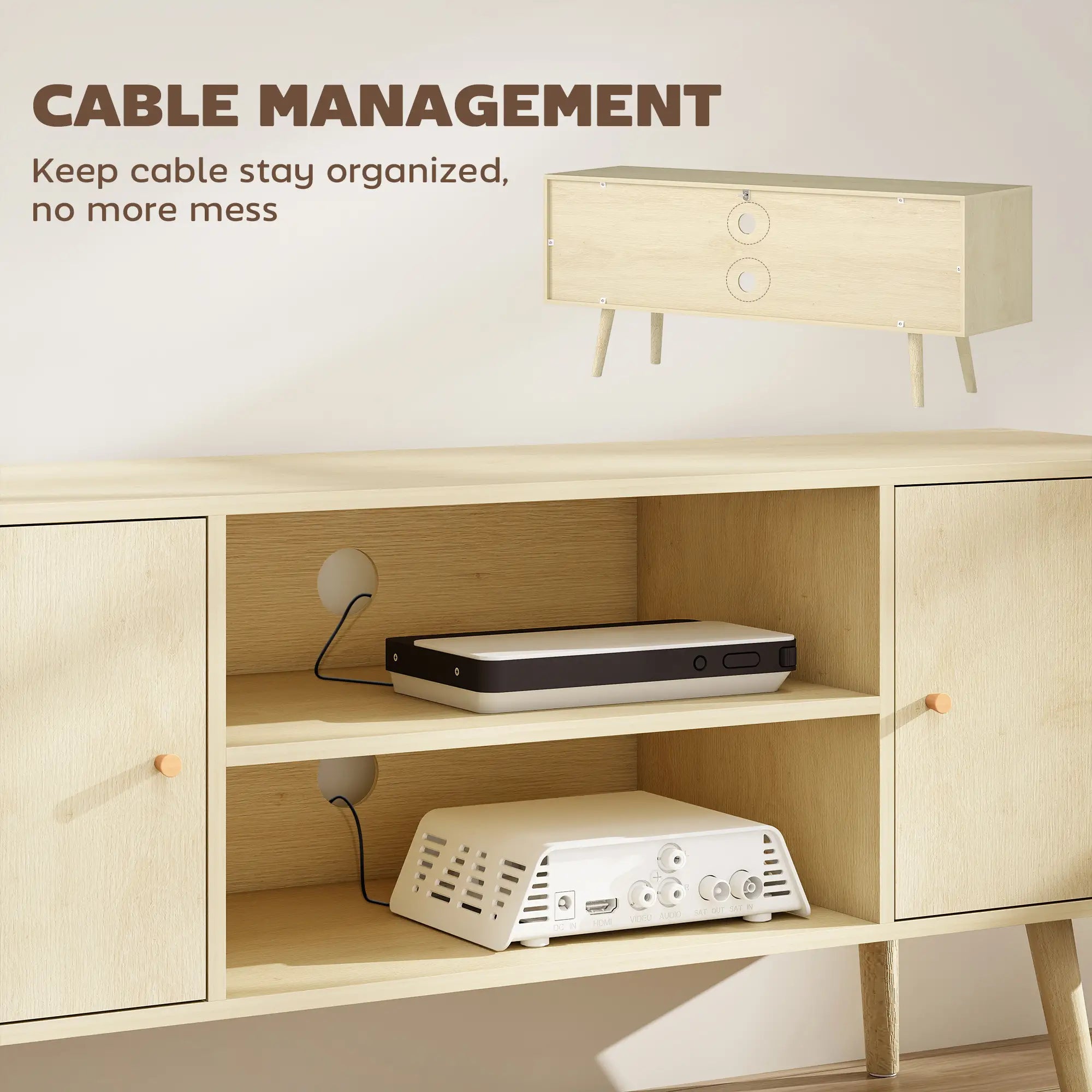 TV Stand For TVs Up To 55 Inches, Storage Shelves, Wood Legs TV Stands at Gallery Canada