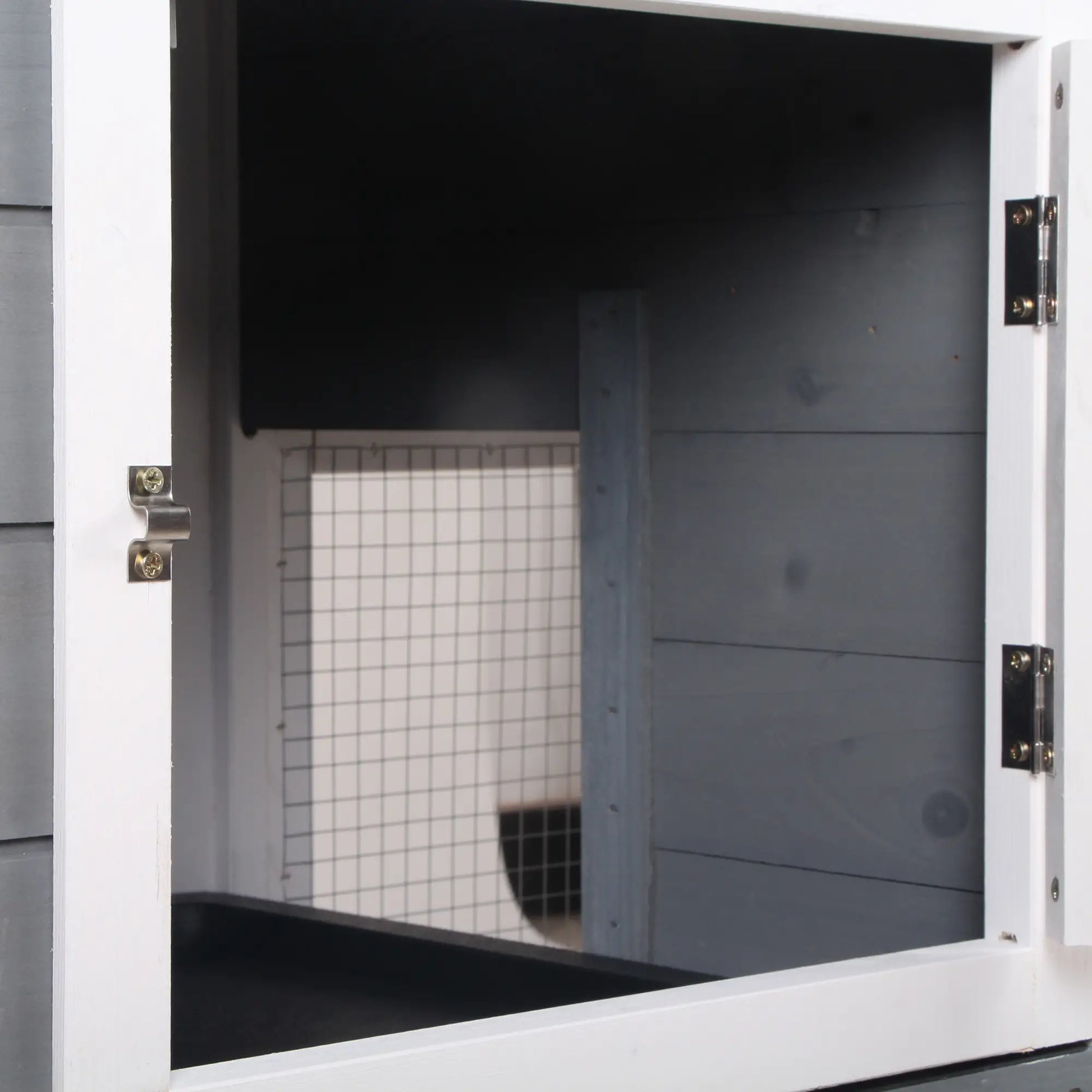 2-Tier Wooden Rabbit Hutch With Ramp, Outdoor Run, Grey Rabbit Hutch at Gallery Canada