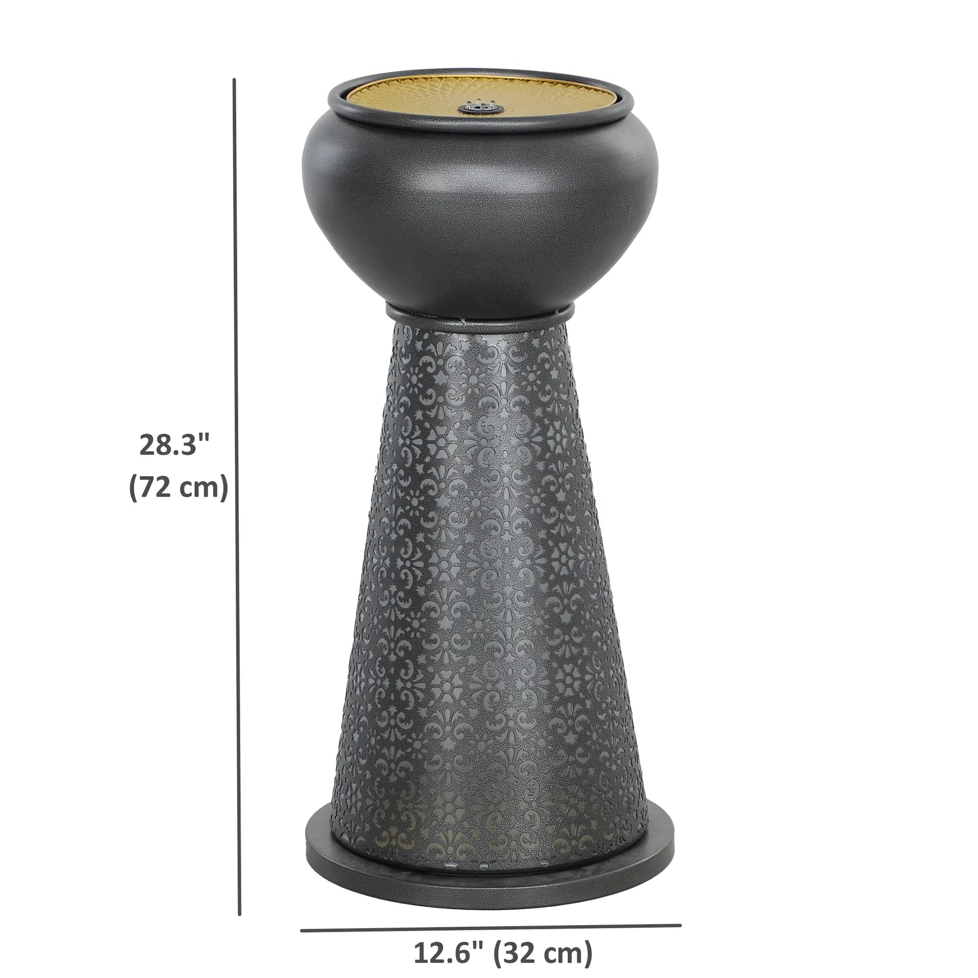 28" Tall Outdoor Water Fountain with LED Lights, Adjustable Flow, Dark Grey, Yellow Water Fountains at Gallery Canada