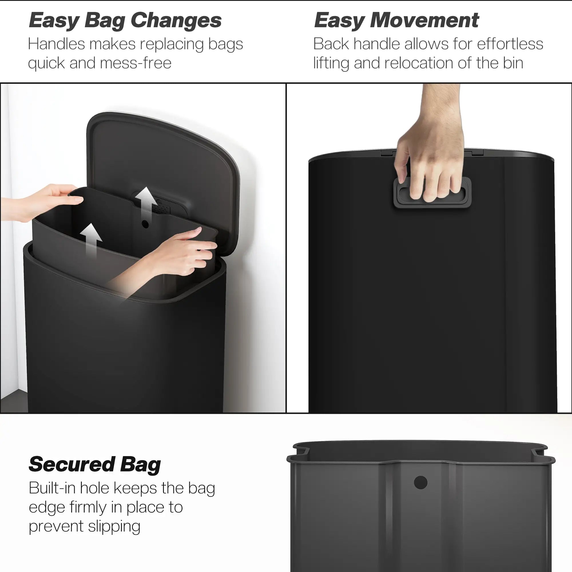 13.2 Gal Fingerprint-Proof Trash Can, Black Kitchen Trash Cans at Gallery Canada