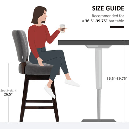 2 Swivel Bar Stools, Counter Height, Wood Legs, Footrests, Dark Grey Bar Stools at Gallery Canada