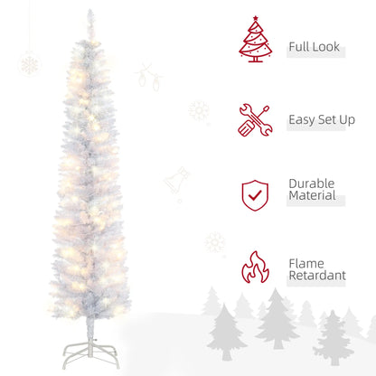 6ft Prelit Pencil Artificial Christmas Tree, 395 Branches, 100 LED Lights, White Pre Lit Christmas Trees at Gallery Canada