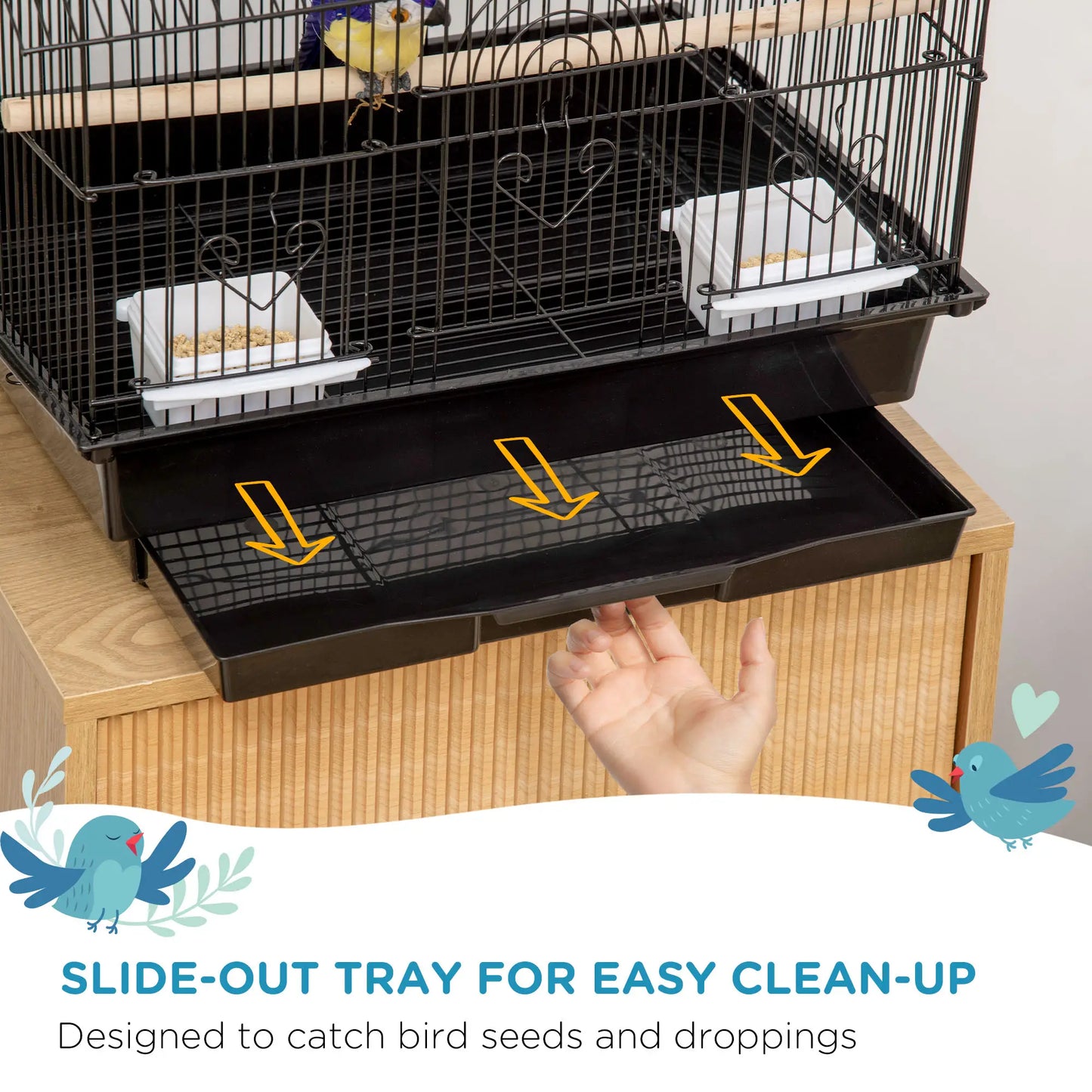 25" Bird Cage with Perch, Swing, Food Container, Slide-out Tray Bird Cages at Gallery Canada