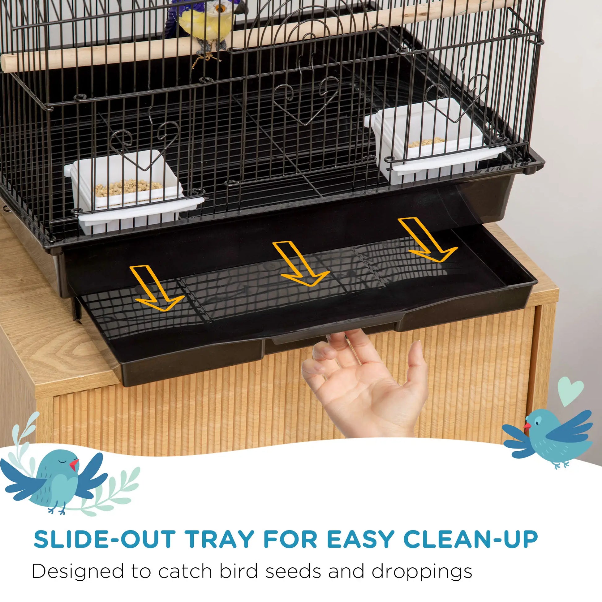 25" Bird Cage with Perch, Swing, Food Container, Slide-out Tray Bird Cages at Gallery Canada