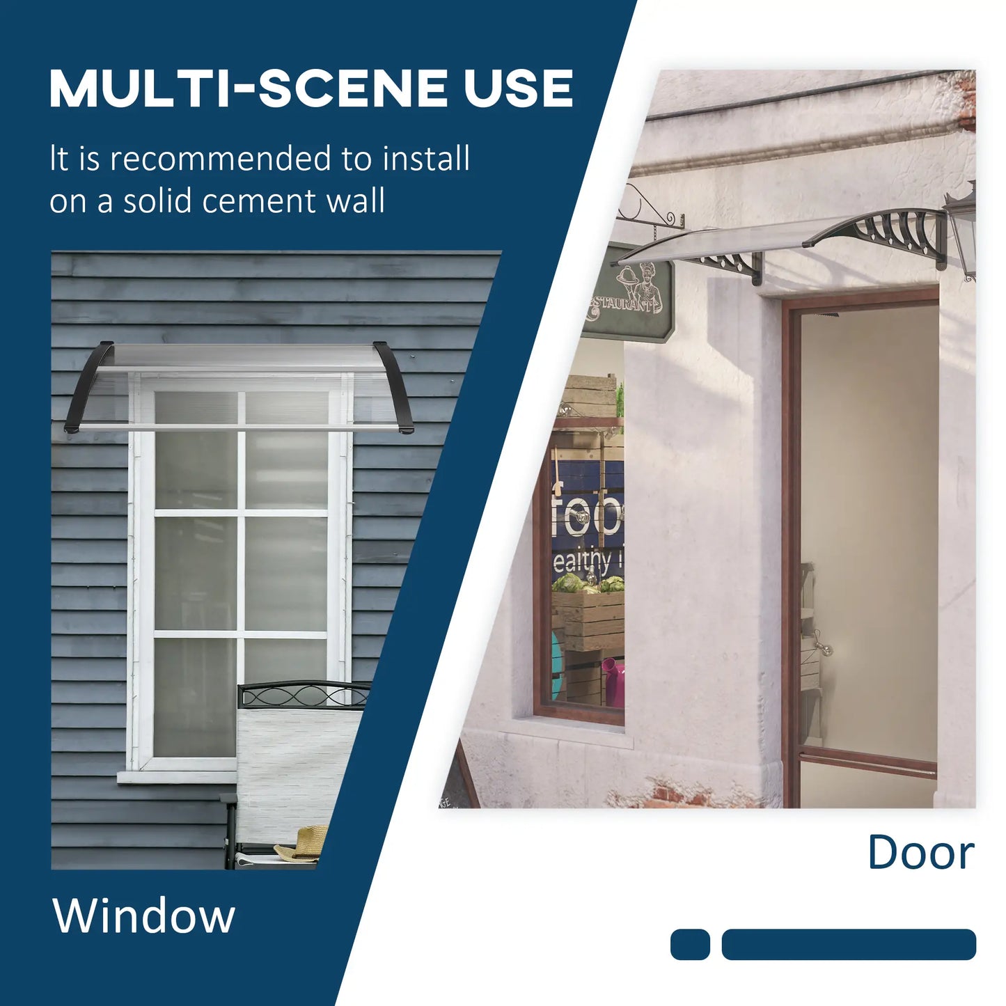 40.6" x 38" Polycarbonate Awning Door Canopy, UV Protection, Clear Door Awnings at Gallery Canada