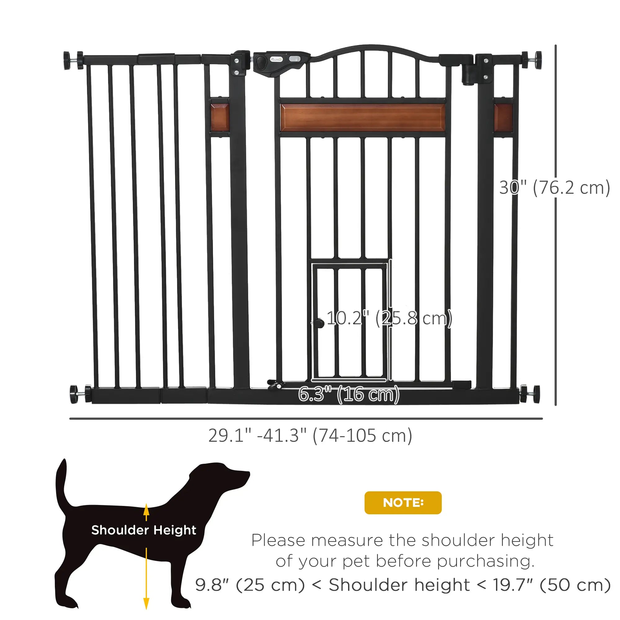 29.1''-41.3'' Extra Wide Dog Gate, Cat Door, Pressure Fit, Auto Close Houses, Kennels & Pens at Gallery Canada