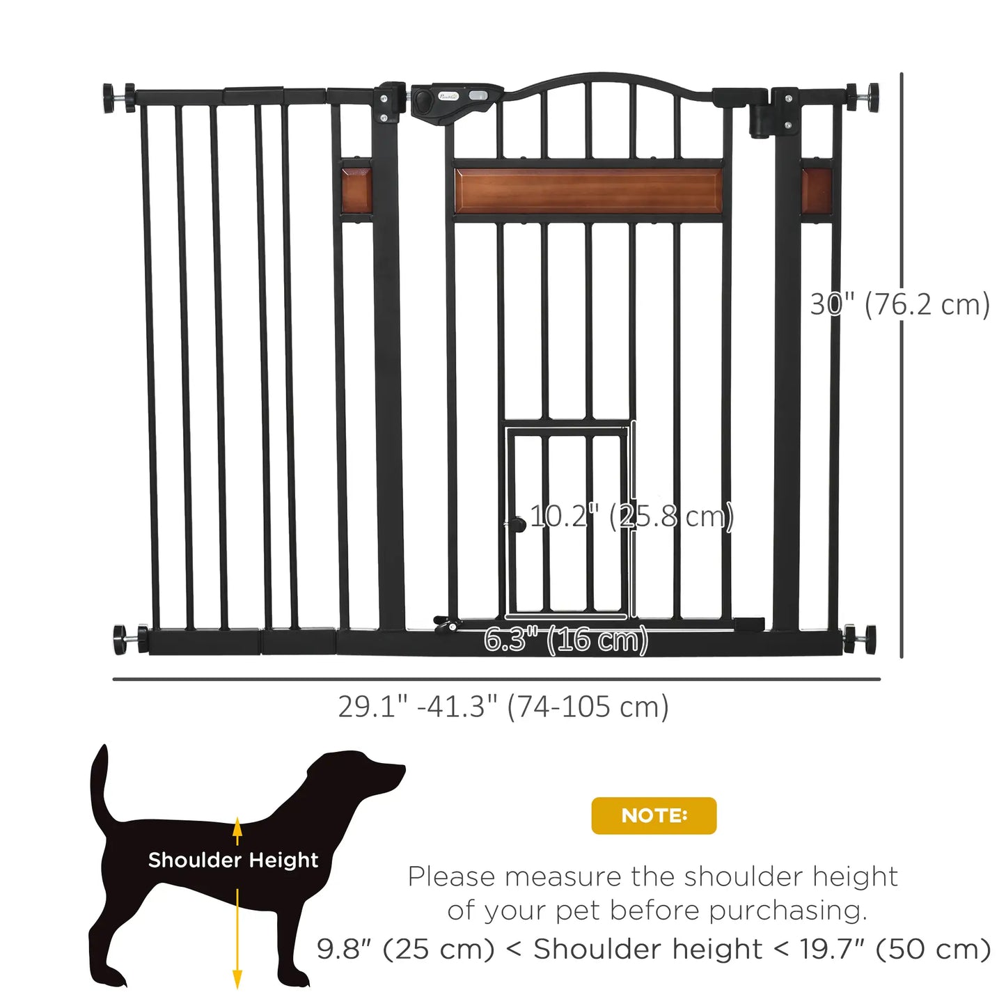 29.1''-41.3'' Extra Wide Dog Gate, Cat Door, Pressure Fit, Auto Close Houses, Kennels & Pens at Gallery Canada