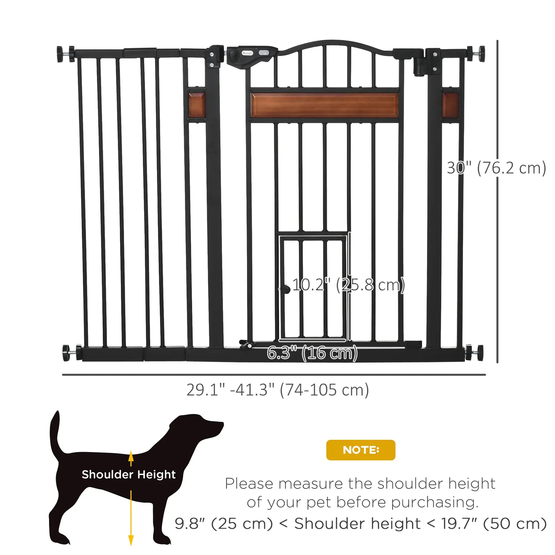 29.1''-41.3'' Extra Wide Dog Gate, Cat Door, Pressure Fit, Auto Close Houses, Kennels & Pens at Gallery Canada