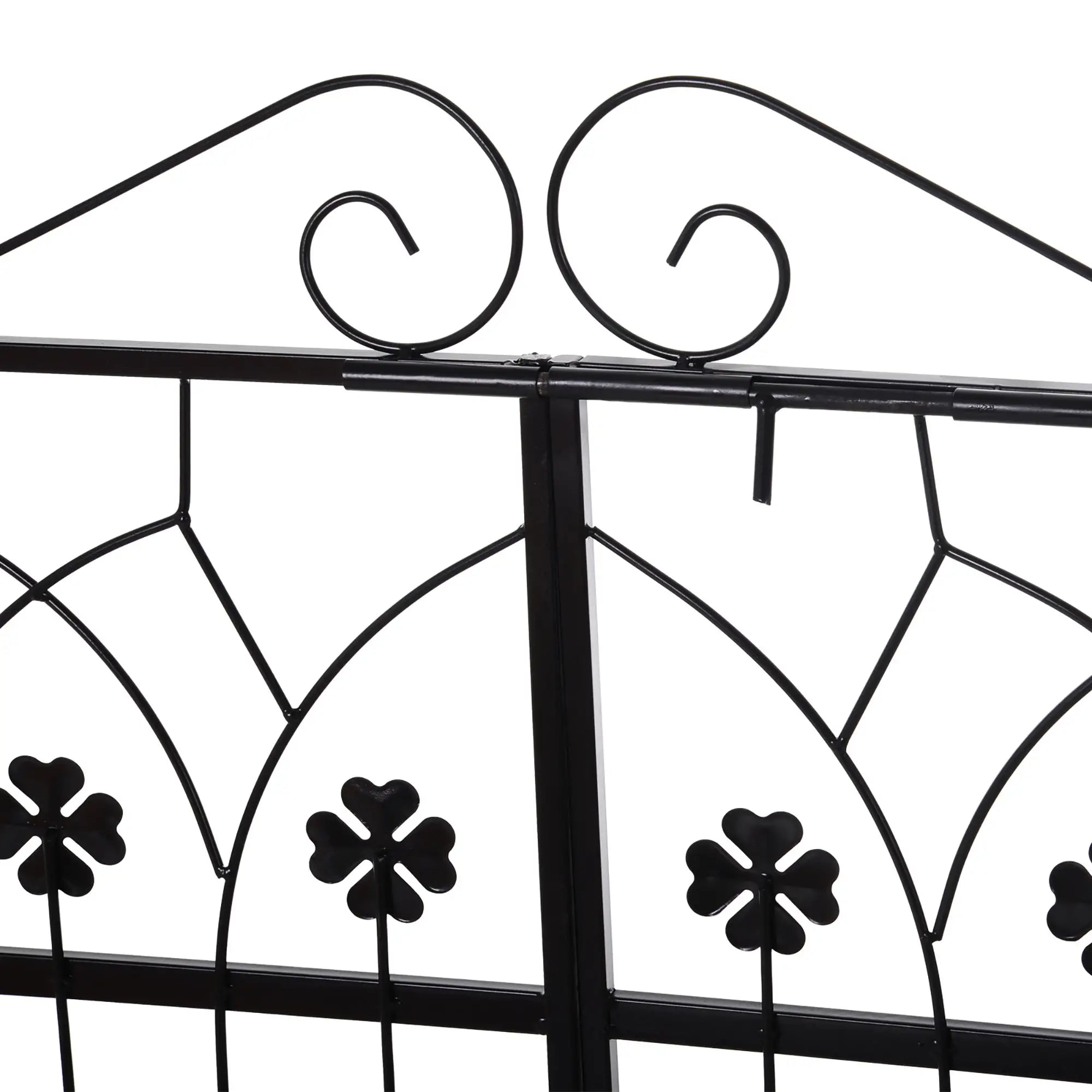 Metal Trellis Garden Arch Arbor, Lucky Leaf Clover Gate, Black Garden Arches at Gallery Canada