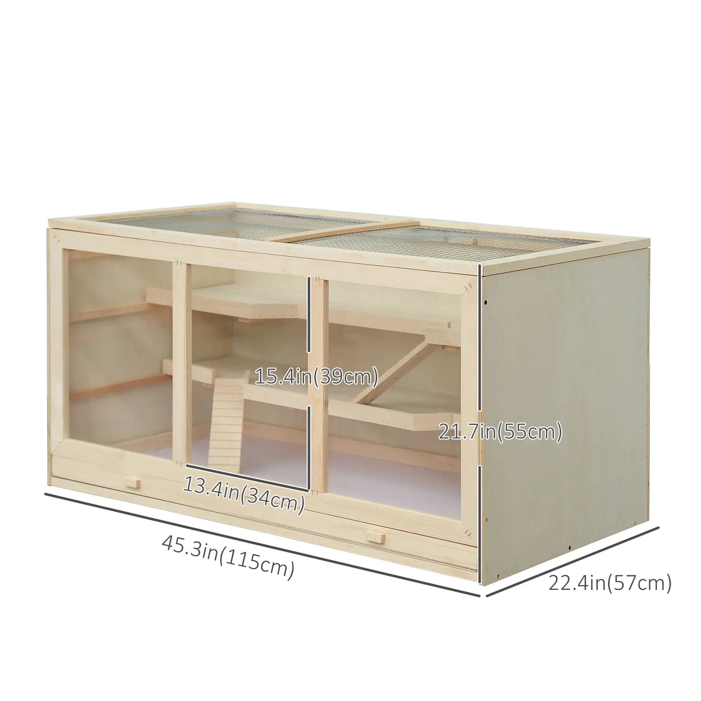 Wooden Hamster Cage with Slide, Tray, Natural Wood Hamster Cages at Gallery Canada
