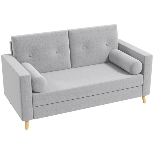 51" Loveseat for Bedroom, Modern Love Seats Furniture, Upholstered 2 Seater Sofa with Wood Legs and 2 Pillows, Grey - Gallery Canada