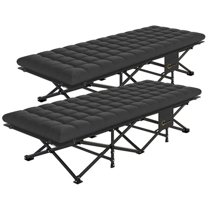 32" Extra Wide Folding Camping Cot Set, Soft Pad, Non-Slip Feet, Carry Bag, Black Camping Cots Black at Gallery Canada