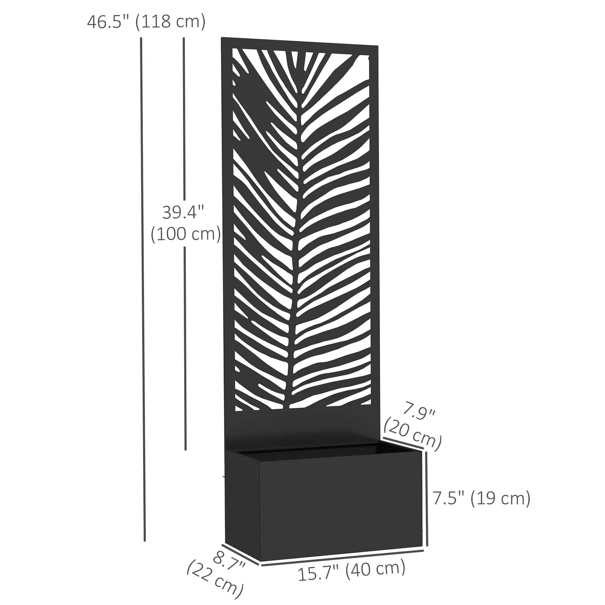 Raised Garden Bed, Outdoor Privacy Screen, Metal Planter Box with Trellis, Wall-Mounted, Black Raised Garden Beds at Gallery Canada