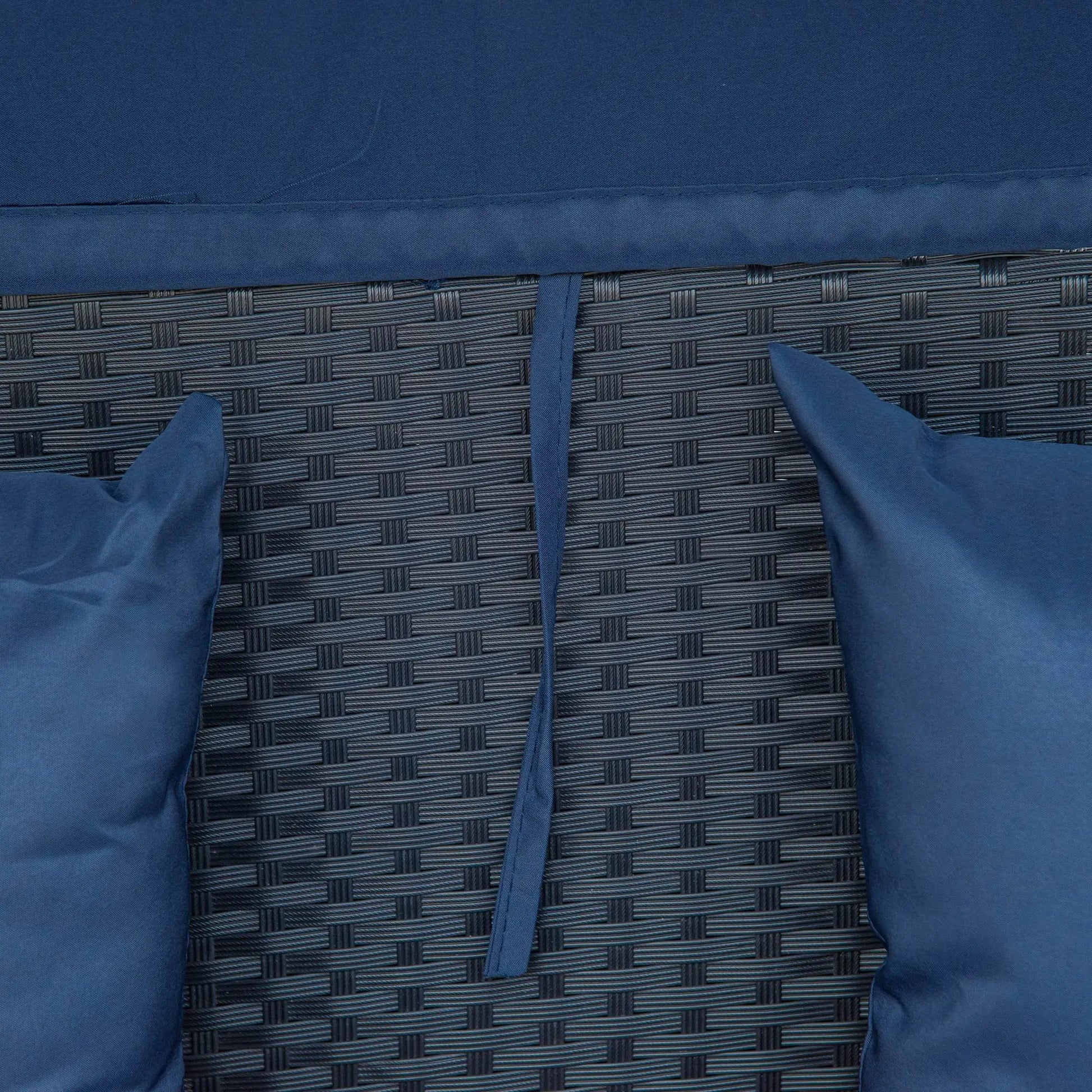 4-Piece PE Wicker Round Daybed, Outdoor Rattan Lounge Set, Dark Blue Daybeds at Gallery Canada