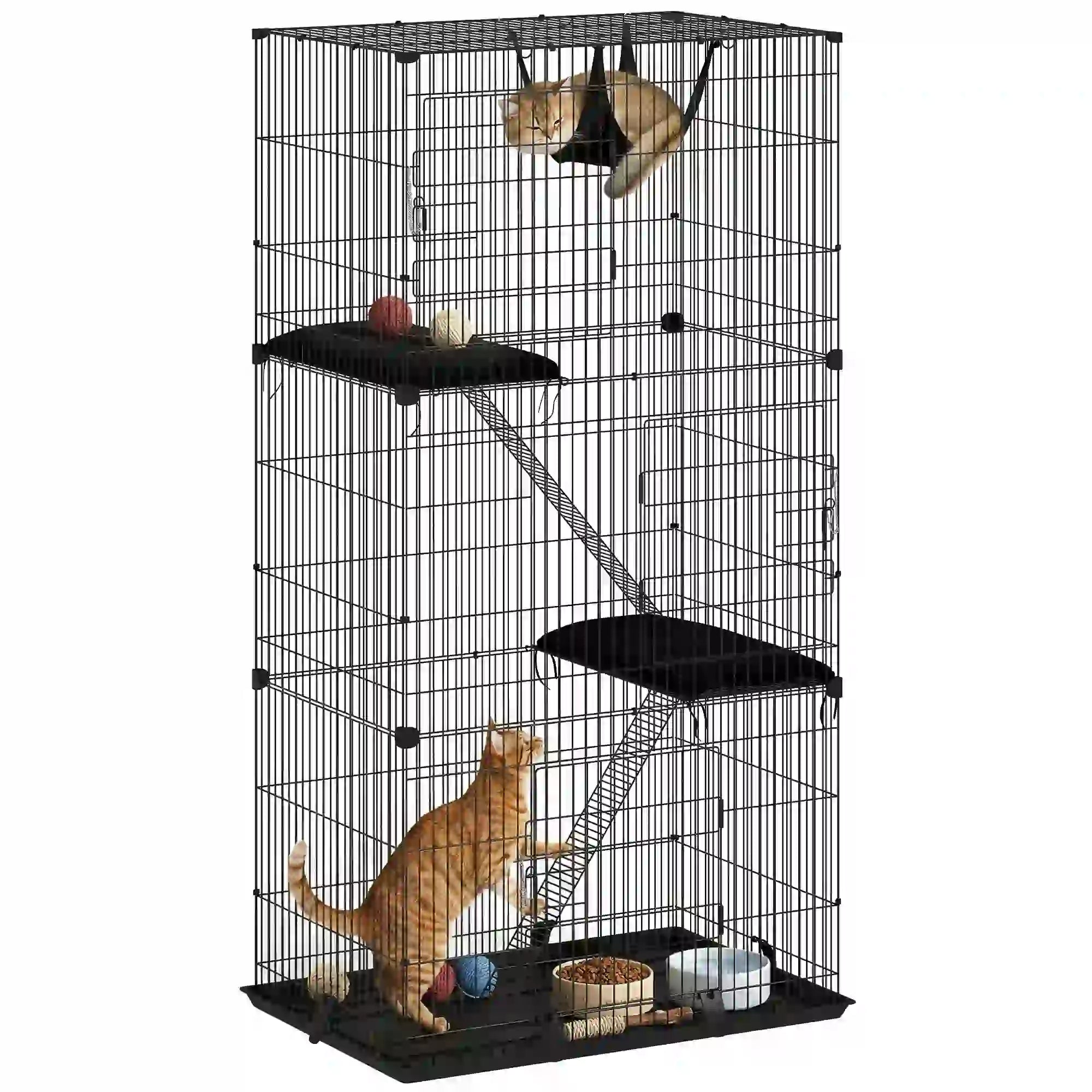 3-Tier Cat Cage Indoor, Detachable Metal Wire Kennel withwith Hammock, Platform, Tray and Cushion for 1-2 Kittens Cat Houses at Gallery Canada