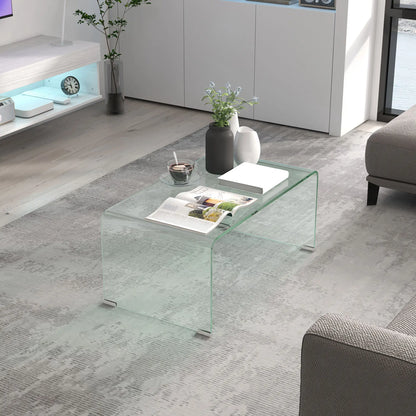 Clear Glass Coffee Table, Modern Rectangle Living Room Table, Safe Rounded Edges Coffee Tables at Gallery Canada