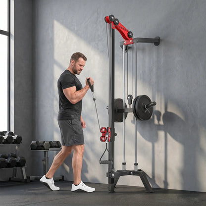 Wall Mount Cable Station, 16 Positions Adjustable Pulley Machine, Cable Crossover Machine with Lat Pulldown Bar Strength Training Equipment at Gallery Canada