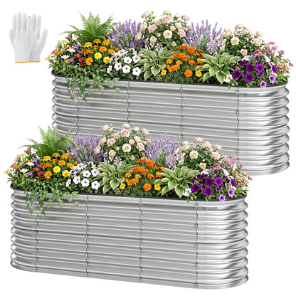 Galvanized Raised Garden Bed, 6 x 2 x 2 ft, Silver Galvanized Planter Boxes at Gallery Canada