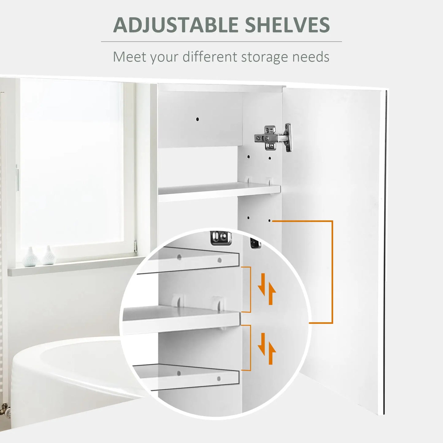 Wall-Mounted Bathroom Mirror Cabinet, Double Doors, Adjustable Shelf, Lilac Mirror Medicine Cabinets at Gallery Canada