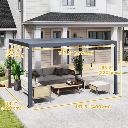 10' x 12' Adjustable Metal Roof Pergola, Aluminum Frame Outdoor Gazebo Pergolas at Gallery Canada