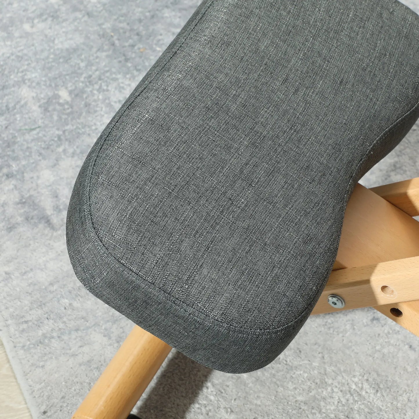 Ergonomic Kneeling Chair, Rubberwood Frame, Wheels, Dark Grey