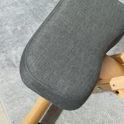 Ergonomic Kneeling Chair, Rubberwood Frame, Wheels, Dark Grey