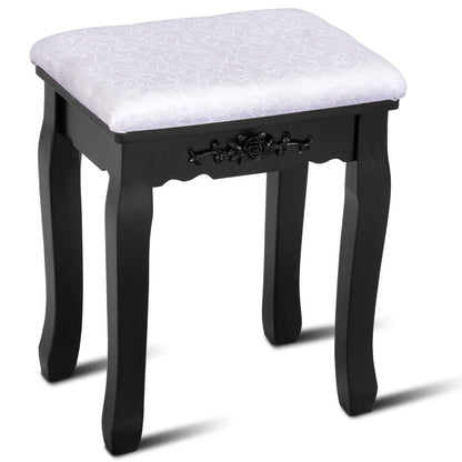 Makeup Dressing Table and Bench 3 Drawers and Cushioned Stool for Girls, Black - Gallery Canada