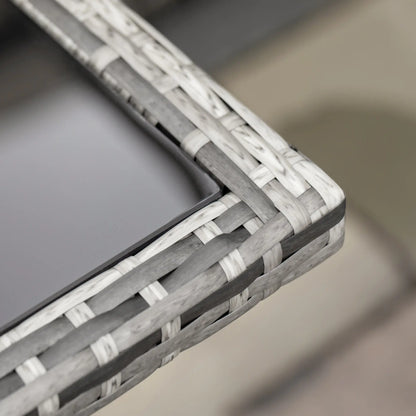 9-Piece Wicker Patio Dining Set, Removable Cushions, Glass Table, Grey Outdoor Dining Sets at Gallery Canada