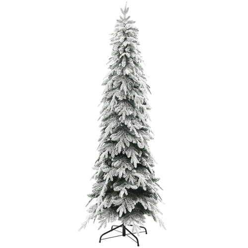 7ft Flocked Artificial Christmas Tree, 800 Tips, Auto Open, Steel Base, Green