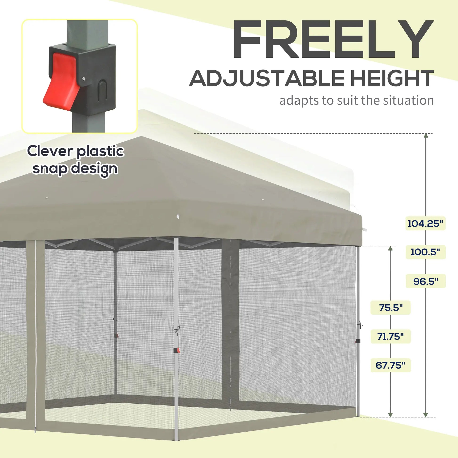 10' x 10' Pop-Up Canopy Tent, Mesh Sidewalls, Adjustable Height, Beige Pop Up Canopies at Gallery Canada