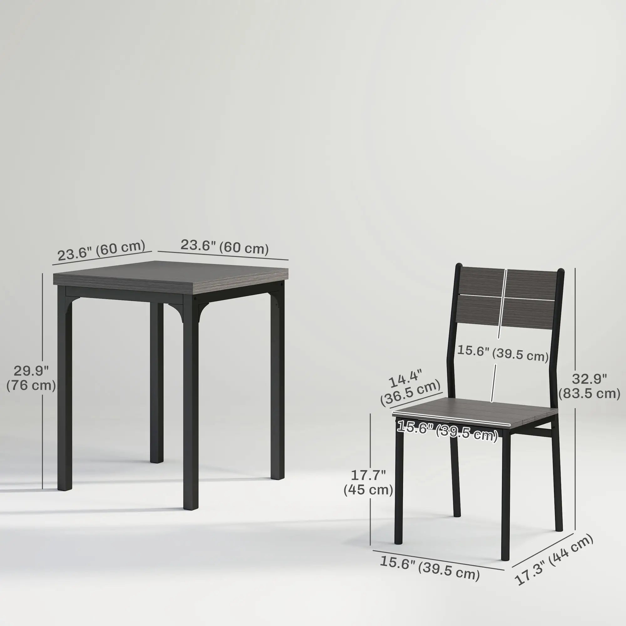 Dining Table Set for 2, 3 Piece, Metal Legs, Grey Dining Table Sets at Gallery Canada