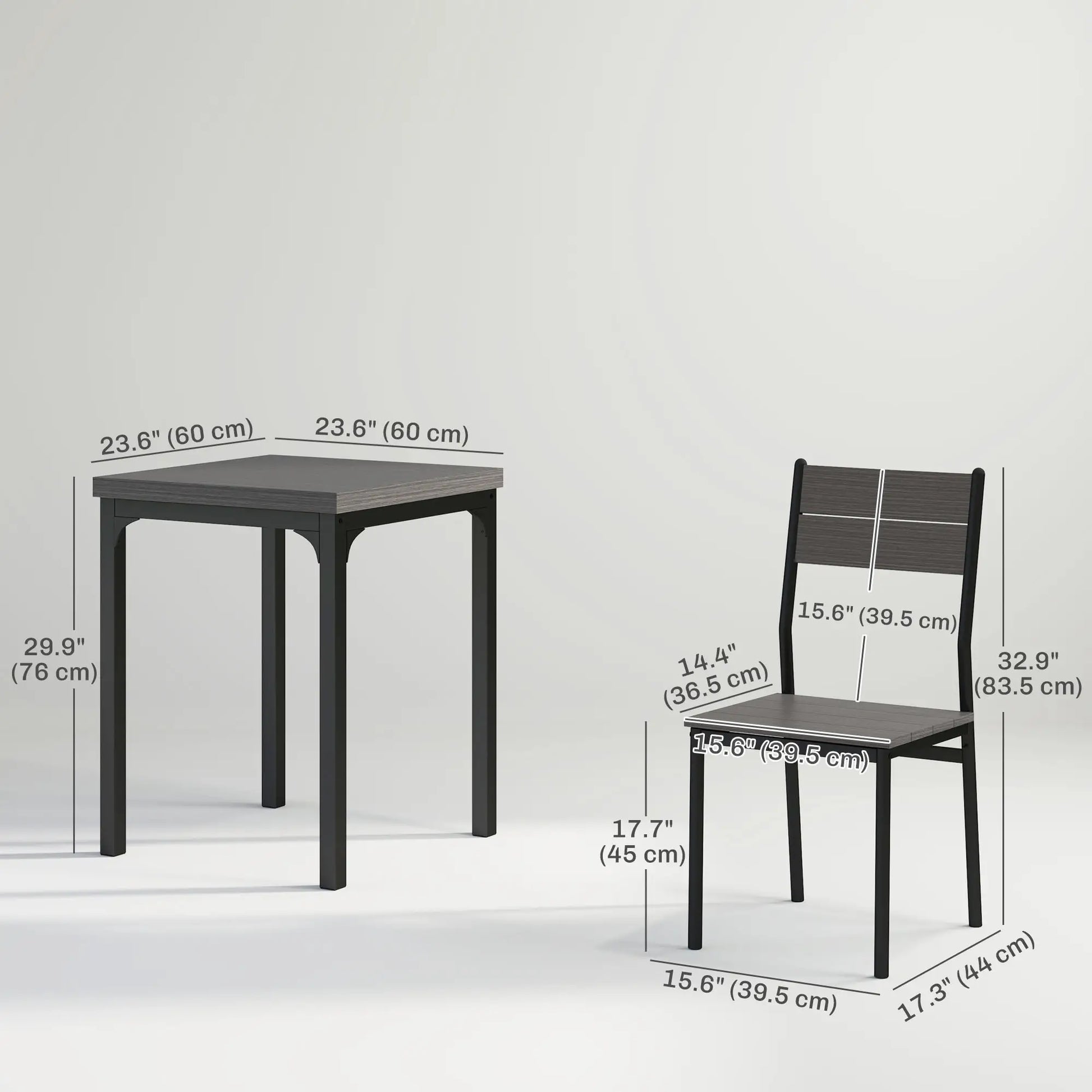 Dining Table Set for 2, 3 Piece, Metal Legs, Grey Dining Table Sets at Gallery Canada