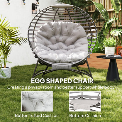 Egg Patio Lounge Chair, Foldable, with Cushion & Pocket, Light Grey, Light Grey Patio Chairs at Gallery Canada