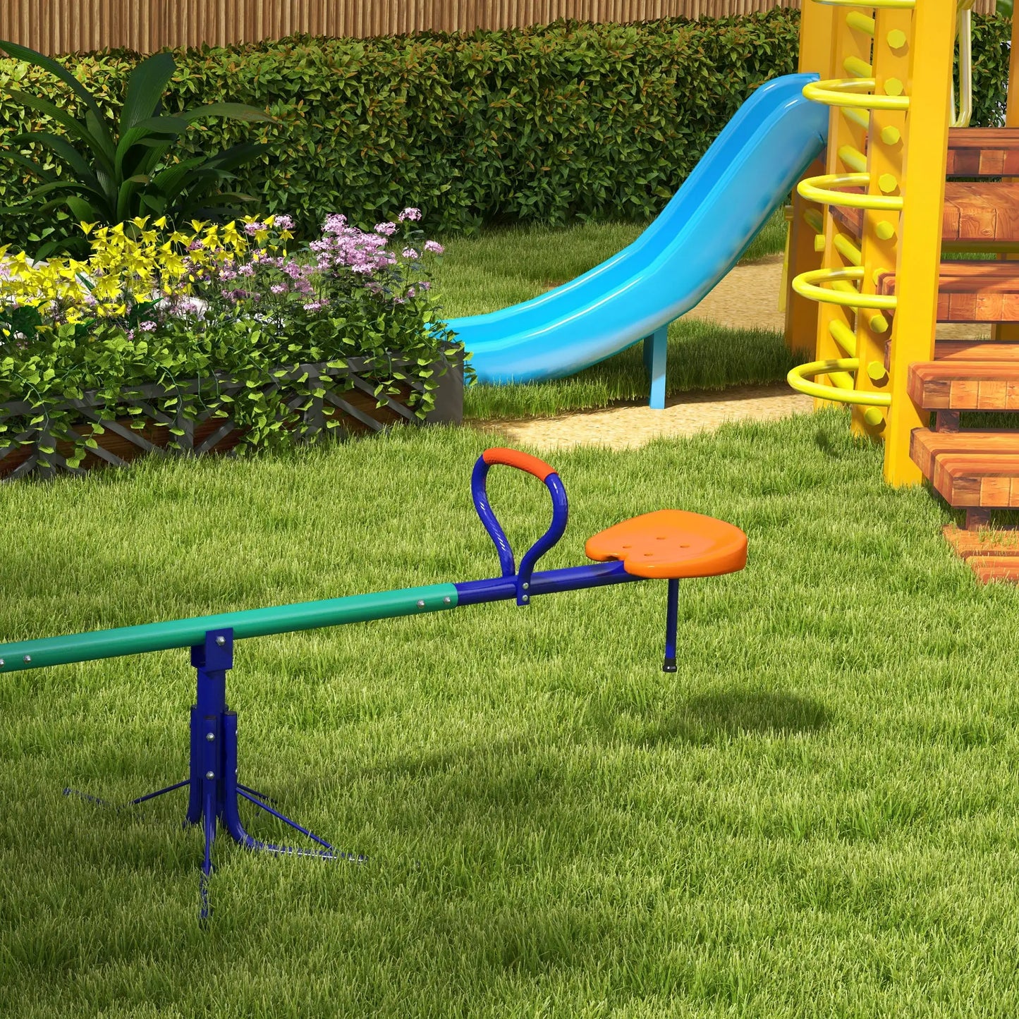 Kids Seesaw Swivel, 360 Degrees Rotating, Outdoor Playground Equipment, Multicoloured Gym Sets & Swings at Gallery Canada